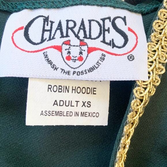 Charades Costumes Robin Hoodie Sexy Dress Green Velvet Size XS NEW Robin Hood - Picture 7 of 13